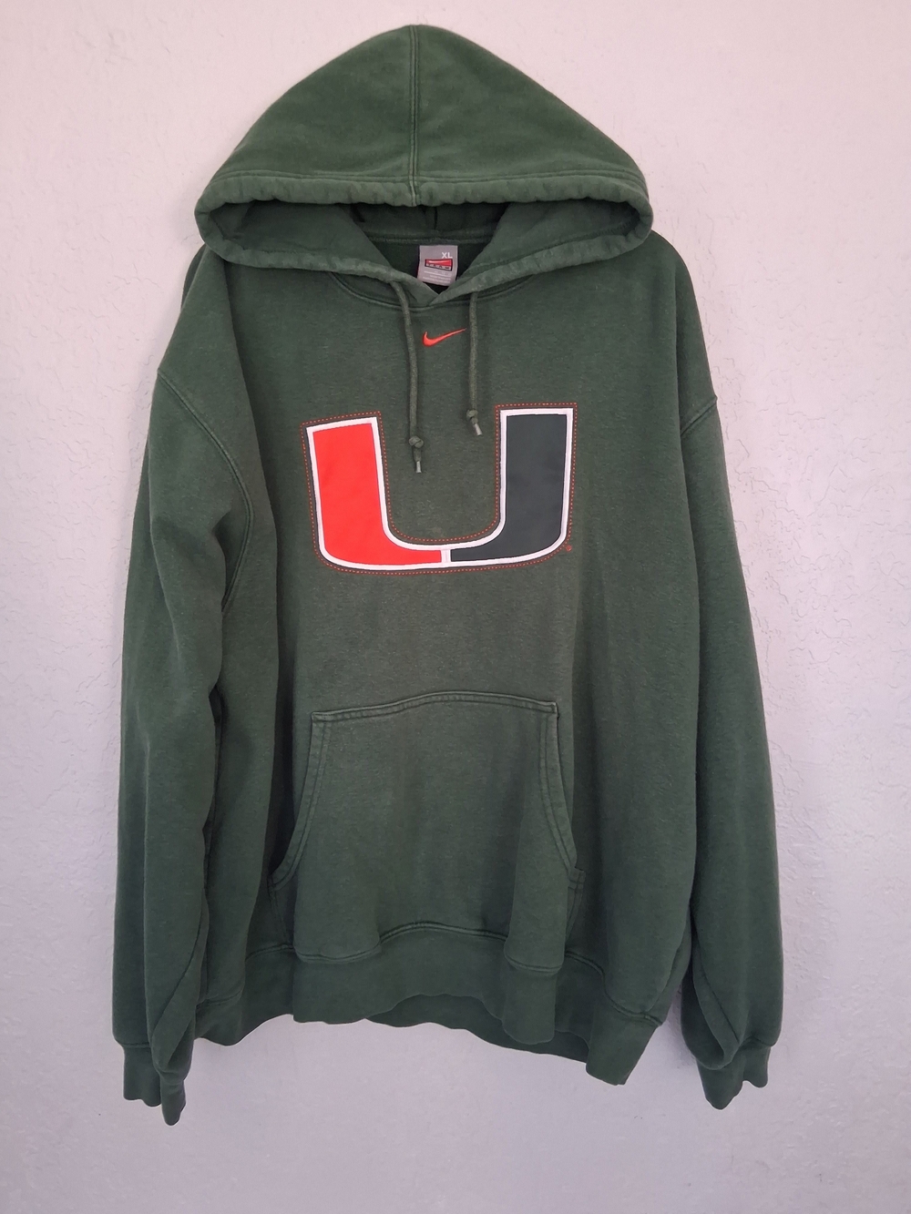 Vintage Nike Team Miami Hurricanes Hoodie Mens XL Green Center Swoosh